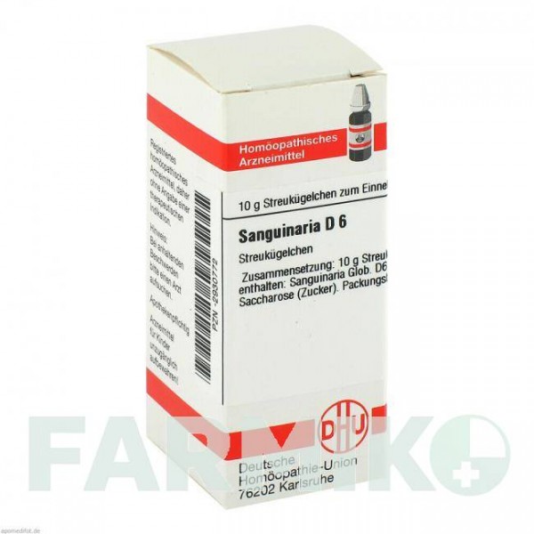 САНГВИНАРИЯ (SANGUINARIA) D 6 глобули 10 г - Гомеопатия DHU