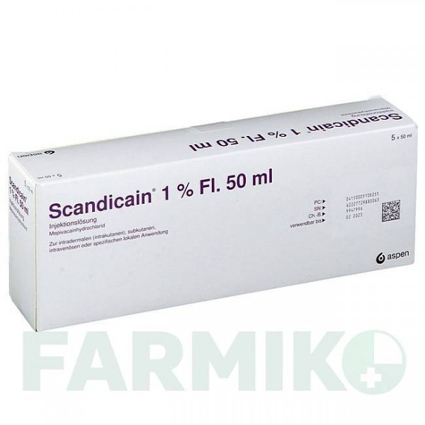 СКАНДИКАИН (SCANDICAIN) 1% раствор 5x50 мл - Мепивакаин ASPEN