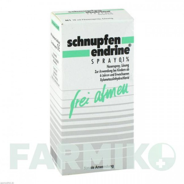 СНУФФЕН ЭНДРИН (SCHNUPFEN ENDRINE) 0,1% спрей 10 мл - Ксилометазолин CHIESI