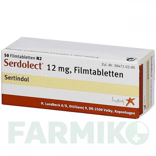 СЕРДОЛЕКТ (SERDOLECT) 12 мг таблетки 50 шт - Сертиндол LUNDBECK