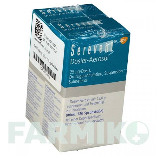СЕРЕВЕНТ (SEREVENT) 120 доз аерозоль 2 шт - Сальметерол GLAXOSMITHKLINE
