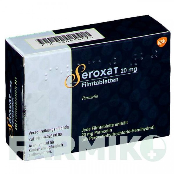 СЕРОКСАТ (SEROXAT) 20 мг таблетки 20 шт - Пароксетин GLAXOSMITHKLINE