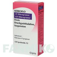СЕРРОФЛО (SERROFLO) 25 мкг/125 мкг 120 доз аэрозоль 1 шт - Сальметерол, Флутиказон CIPLA