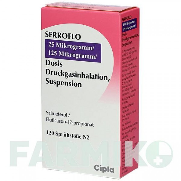 СЕРРОФЛО (SERROFLO) 25 мкг/125 мкг 120 доз аэрозоль 1 шт - Сальметерол, Флутиказон CIPLA