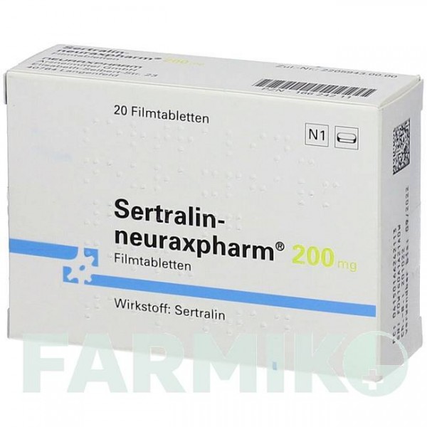 СЕРТРАЛИН (SERTRALIN) 200 мг таблетки 20 шт - Сертралин NEURAXPHARM
