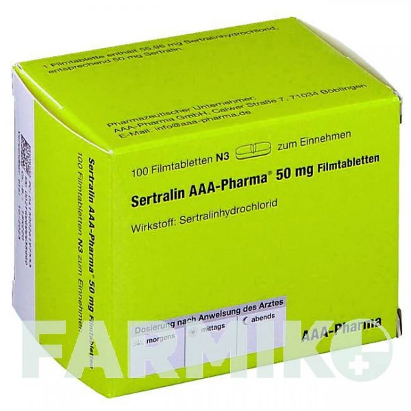 СЕРТРАЛІН (SERTRALIN) 50 мг таблетки 100 шт - Сертралін AAA - PHARMA