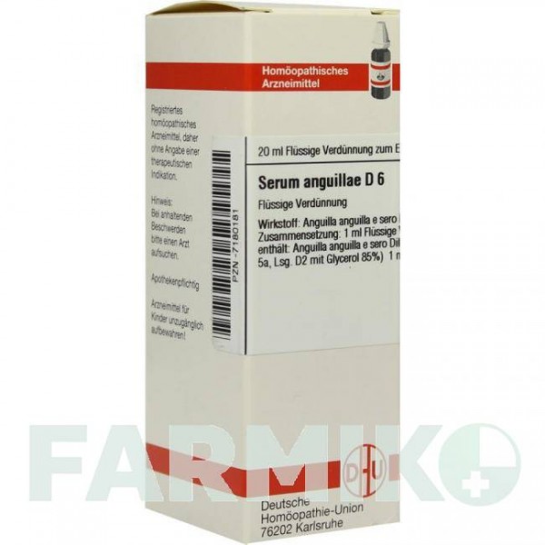 СЕРУМ АНГУЛЛА (SERUM ANGUILLAE) D 6 раствор 20 мл - Гомеопатия DHU