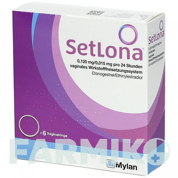 СЕТЛОНА (SETLONA) 0,120 мг/0,015 мг 24 год кільце 6 шт - Прогестаген, Естроген VIATRIS