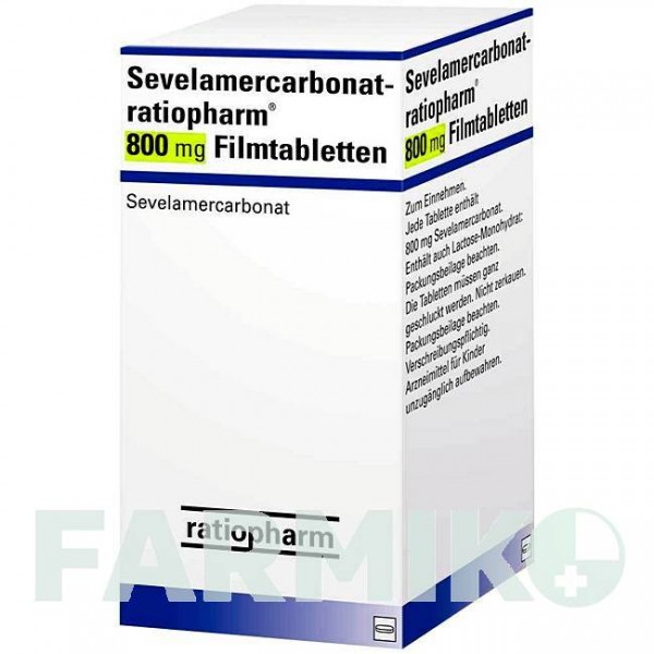 СЕВЕЛАМЕРКАРБОНАТ (SEVELAMERCARBONAT) 800 мг таблетки 50 шт - Севеламер RATIOPHARM