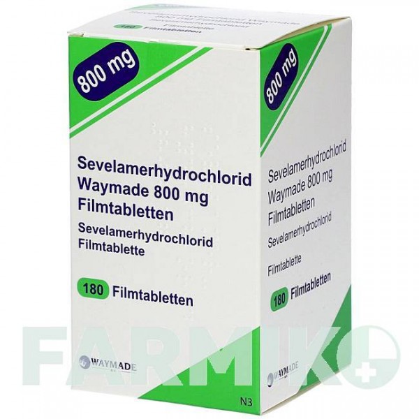 СЕВЕЛАМЕРГИДРОХЛОРИД (SEVELAMERHYDROCHLORID) 800 мг таблетки 180 шт - Севеламер WAYMADE