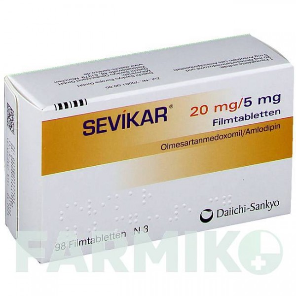 СЕВИКАР (SEVIKAR) 20 мг/5 мг таблетки 98 шт - Олмесартан, Амлодипин DAIICHI SANKYO