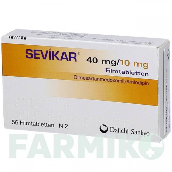 СЕВИКАР (SEVIKAR) 40 мг/10 мг таблетки 56 шт - Олмесартан, Амлодипин DAIICHI SANKYO