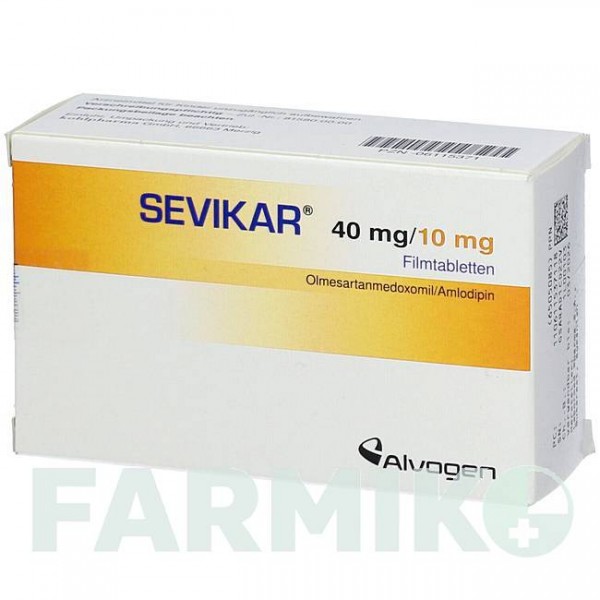 СЕВИКАР (SEVIKAR) 40 мг/10 мг таблетки 98 шт - Олмесартан, Амлодипин KOHLPHARMA
