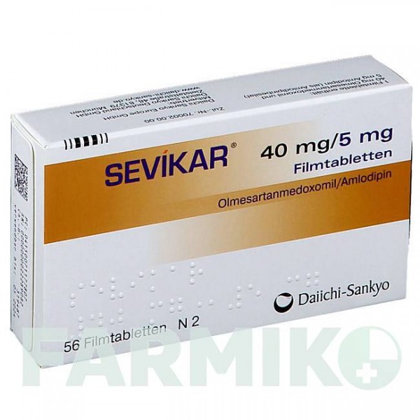 СЕВИКАР (SEVIKAR) 40 мг/5 мг таблетки 56 шт - Олмесартан, Амлодипин DAIICHI SANKYO