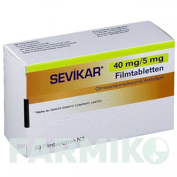 СЕВІКАР (SEVIKAR) 40 мг/5 мг таблетки 98 шт - Олмесартан, Амлодипін EMRA-MED
