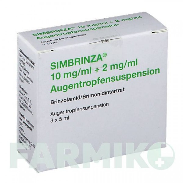 СИМБРИНЗА (SIMBRINZA) 10 мг/мл + 2 мг/мл краплі 3x5 мл - Бринзоламід, Бримонідин 2CARE4