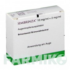 СИМБРИНЗА (SIMBRINZA) 10 мг/мл + 2 мг/мл капли 3x5 мл - Бринзоламид, Бримонидин NOVARTIS