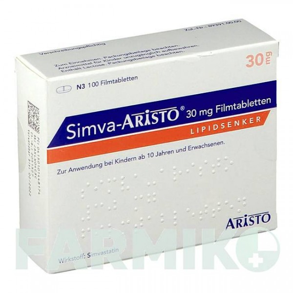 СИМВА (SIMVA) 30 мг таблетки 100 шт - Симвастатин ARISTO PHARMA