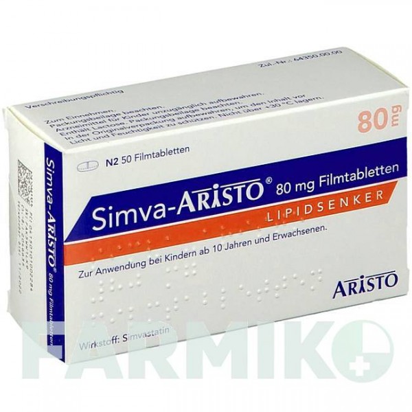 СИМВА (SIMVA) 80 мг таблетки 50 шт - Симвастатин ARISTO PHARMA