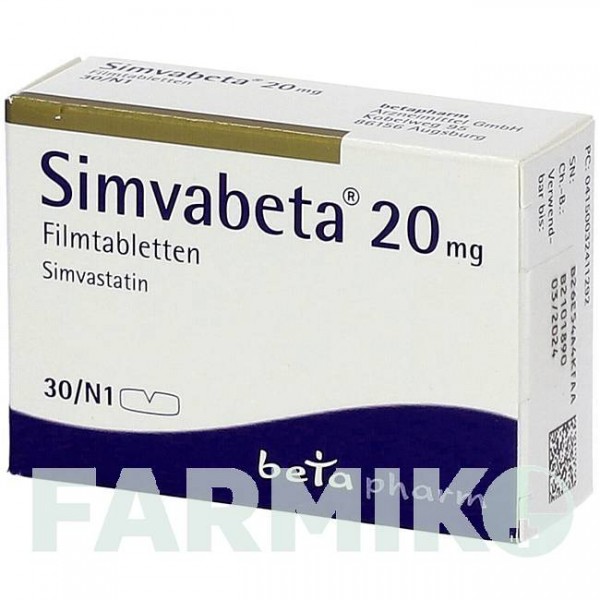 СИМВАБЕТА (SIMVABETA) 20 мг таблетки 30 шт - Симвастатин BETAPHARM