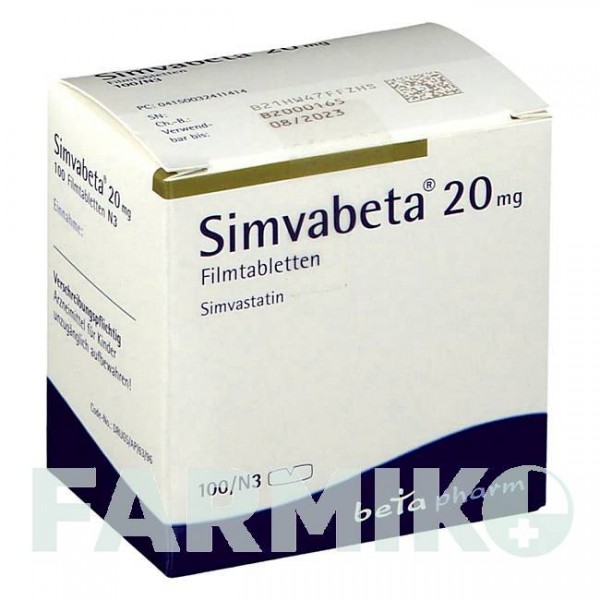 СИМВАБЕТА (SIMVABETA) 20 мг таблетки 100 шт - Симвастатин BETAPHARM
