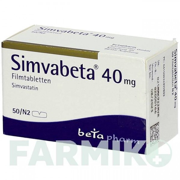 СИМВАБЕТА (SIMVABETA) 40 мг таблетки 50 шт - Симвастатин BETAPHARM