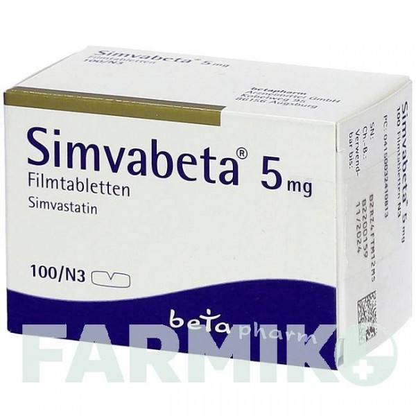 СИМВАБЕТА (SIMVABETA) 5 мг таблетки 100 шт - Симвастатин BETAPHARM