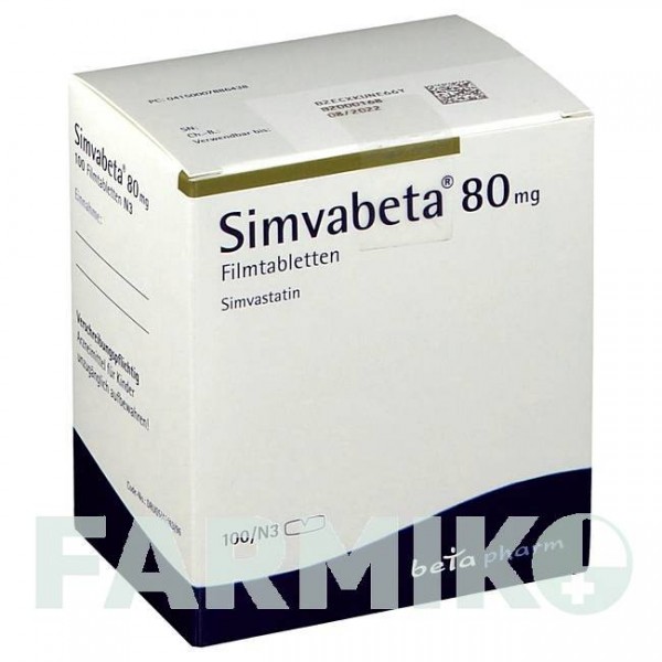 СИМВАБЕТА (SIMVABETA) 80 мг таблетки 100 шт - Симвастатин BETAPHARM