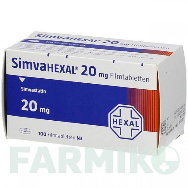 СИМВАГЕКСАЛ (SIMVAHEXAL) 20 мг таблетки 100 шт - Симвастатин HEXAL