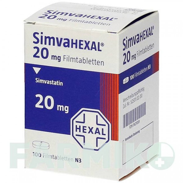 СИМВАГЕКСАЛ (SIMVAHEXAL) 20 мг таблетки 100 шт - Симвастатин HEXAL