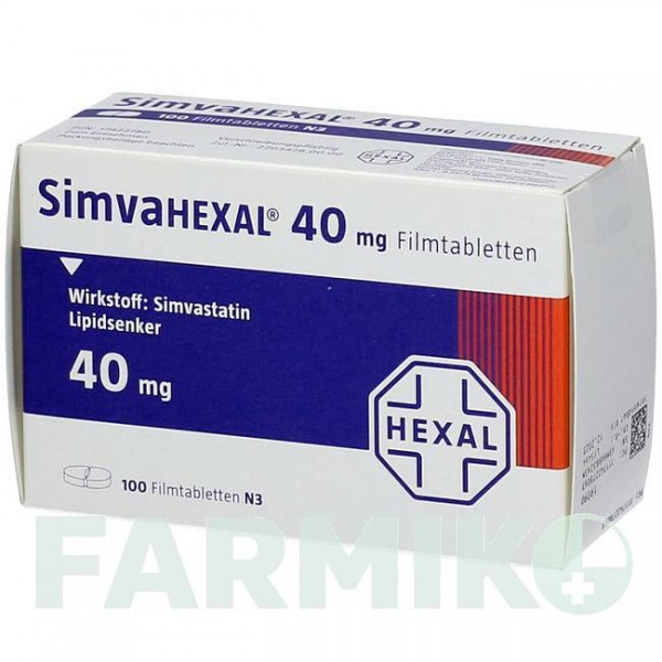 СИМВАГЕКСАЛ (SIMVAHEXAL) 40 мг таблетки 100 шт - Симвастатин BB FARMA