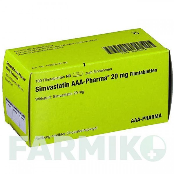 СИМВАСТАТИН (SIMVASTATIN) 20 таблетки 100 шт - Симвастатин AAA - PHARMA