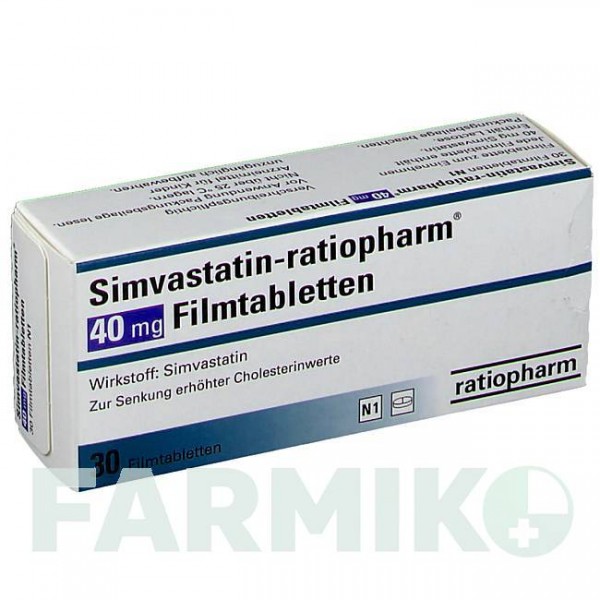 СИМВАСТАТИН (SIMVASTATIN) 40 мг таблетки 30 шт - Симвастатин RATIOPHARM