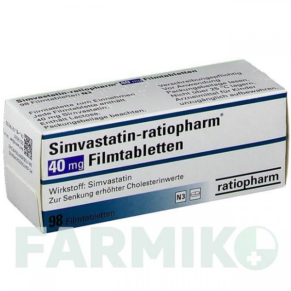 СИМВАСТАТИН (SIMVASTATIN) 40 мг таблетки 98 шт - Симвастатин RATIOPHARM