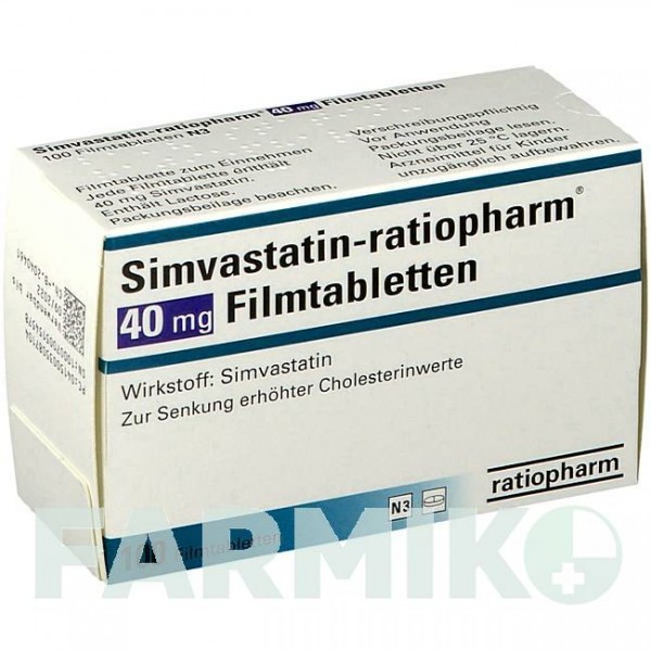 СИМВАСТАТИН (SIMVASTATIN) 40 мг таблетки 100 шт - Симвастатин RATIOPHARM