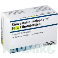 СИМВАСТАТИН (SIMVASTATIN) 80 мг таблетки 50 шт - Симвастатин RATIOPHARM