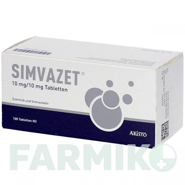 СИМВАЗЕТ (SIMVAZET) 10 мг/10 мг таблетки 30 шт - Симвастатин, Эзетимиб ARISTO PHARMA