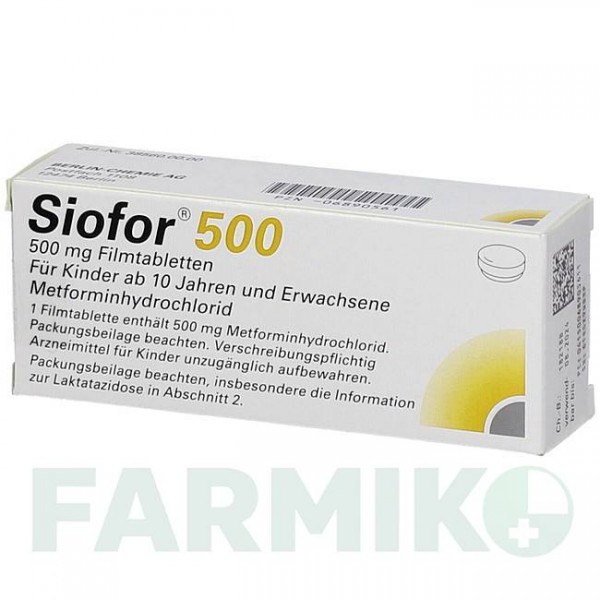 СІОФОР (SIOFOR) 500 таблетки 30 шт - Метформін BERLIN-CHEMIE