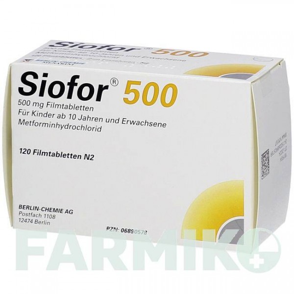 СИОФОР (SIOFOR) 500 таблетки 120 шт - Метформин BERLIN-CHEMIE