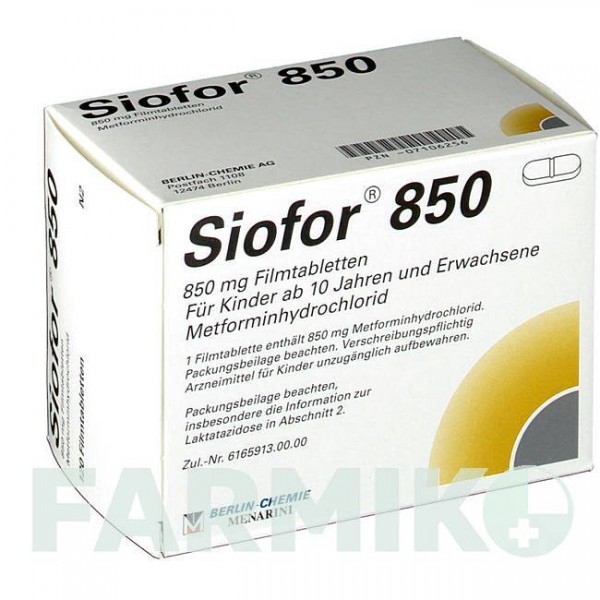 СИОФОР (SIOFOR) 850 таблетки 120 шт - Метформин BERLIN-CHEMIE