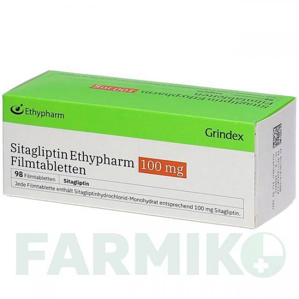 СИТАГЛІПТИН (SITAGLIPTIN) 100 мг таблетки 98 шт - Ситагліптин ETHYPHARM
