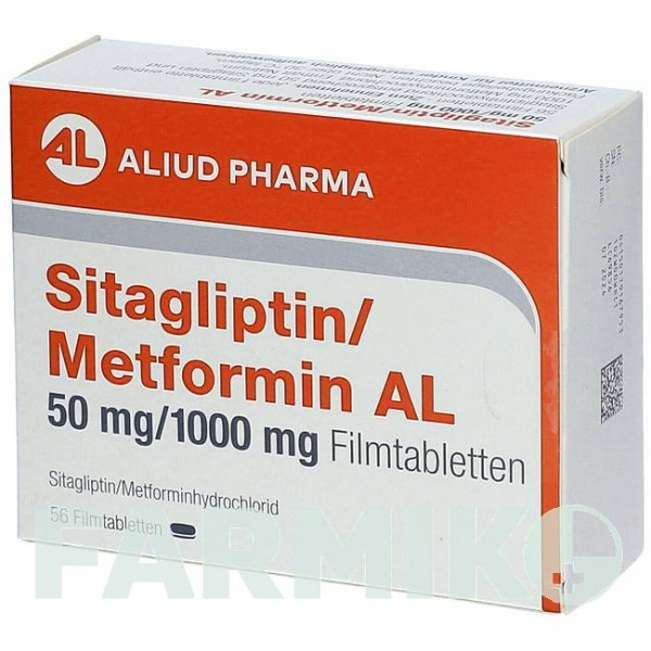 СИТАГЛИПТИН (SITAGLIPTIN) 50 мг/1000 мг таблетки 56 шт - Метформин, Ситаглиптин ALIUD PHARMA