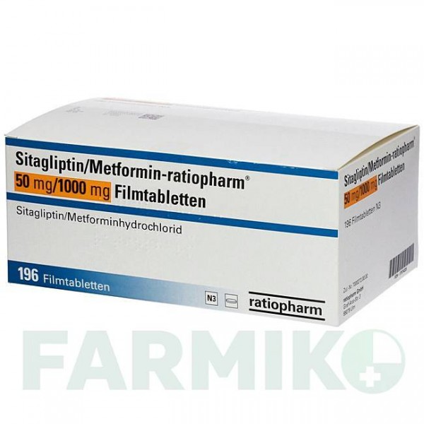 СИТАГЛИПТИН (SITAGLIPTIN) 50 мг/1000 мг таблетки 56 шт - Метформин, Ситаглиптин RATIOPHARM