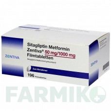 СИТАГЛИПТИН (SITAGLIPTIN) 50 мг/1000 мг таблетки 196 шт - Метформин, Ситаглиптин ZENTIVA