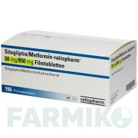 СИТАГЛІПТИН (SITAGLIPTIN) 50 мг/850 мг таблетки 56 шт - Метформін, Ситагліптин RATIOPHARM