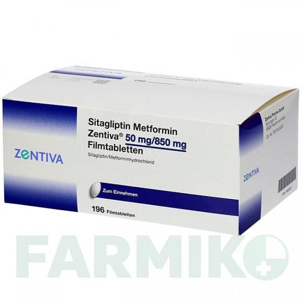 СИТАГЛІПТИН (SITAGLIPTIN) 50 мг/850 мг таблетки 196 шт - Метформін, Ситагліптин ZENTIVA