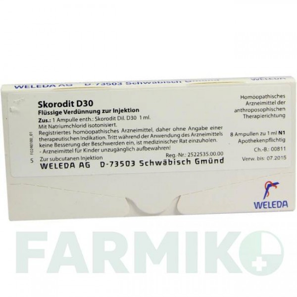 СКОРОДИТ (SKORODIT) D 30 ампулы 8x1 мл - Гомеопатия WELEDA