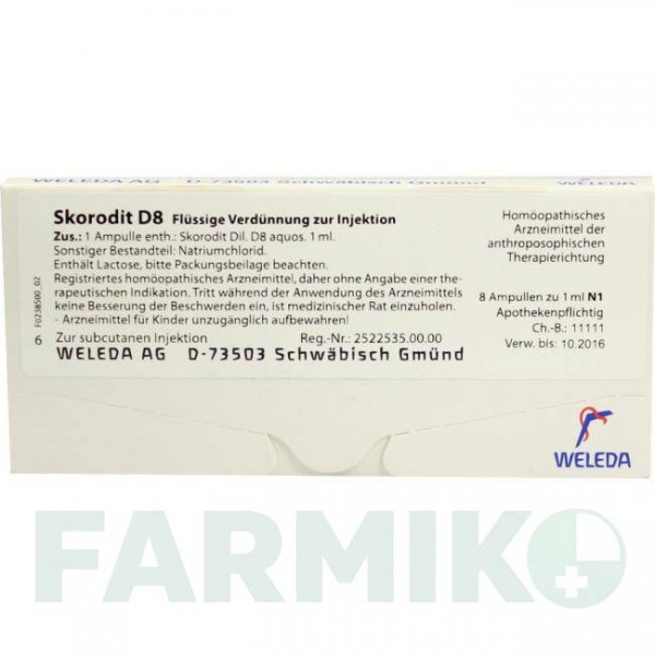СКОРОДИТ (SKORODIT) D 8 ампули 8x1 мл - Гомеопатія WELEDA