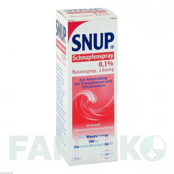 СНУП (SNUP) 0,1% спрей 10 мл - Ксилометазолін STADA