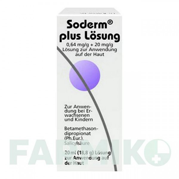 СОДЕРМ (SODERM) 0,64 мг/г + 20 мг/г розчин 20 мл - Бетаметазон DERMAPHARM